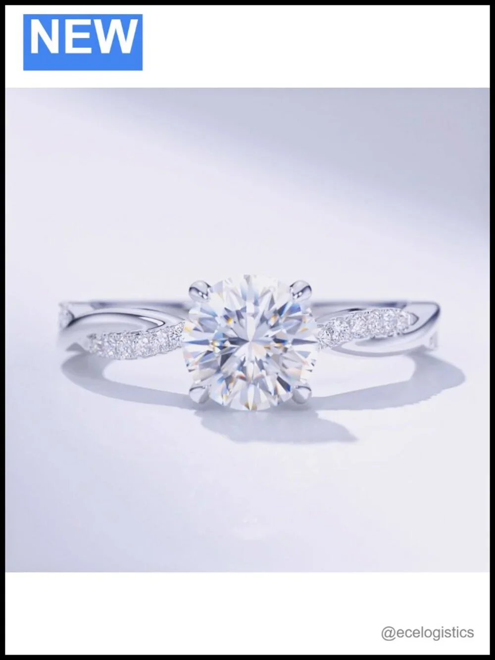 10k White Gold Twisted Vine Engagement Ring Genuine Moissanite 1CT Promise Ring